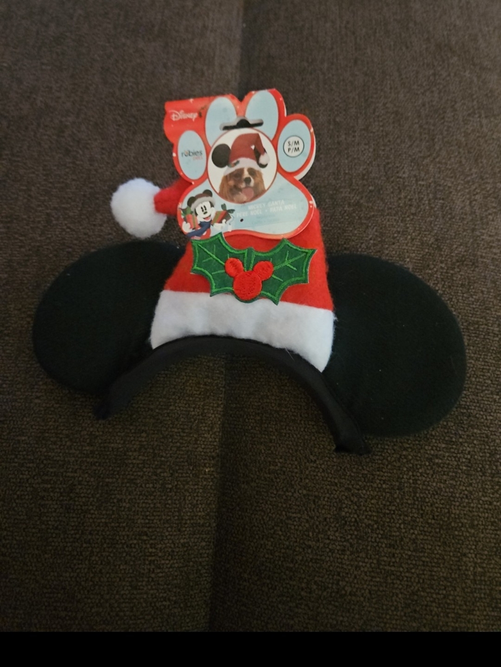 Rubie's Black Minnie Mouse Ear Headband with Red Santa Hat S/m